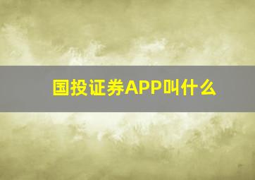 国投证券APP叫什么