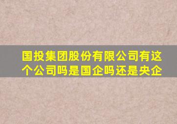 国投集团股份有限公司有这个公司吗是国企吗还是央企