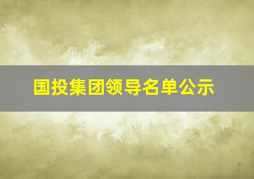 国投集团领导名单公示