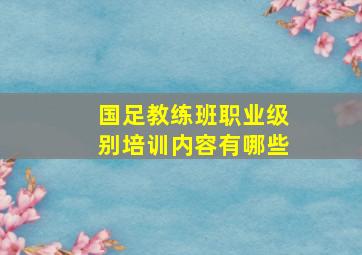 国足教练班职业级别培训内容有哪些