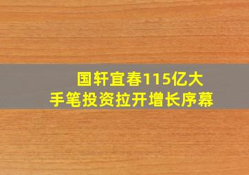 国轩宜春115亿大手笔投资拉开增长序幕