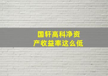 国轩高科净资产收益率这么低