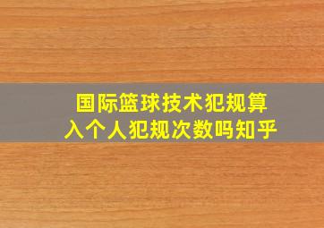 国际篮球技术犯规算入个人犯规次数吗知乎