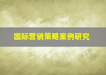 国际营销策略案例研究