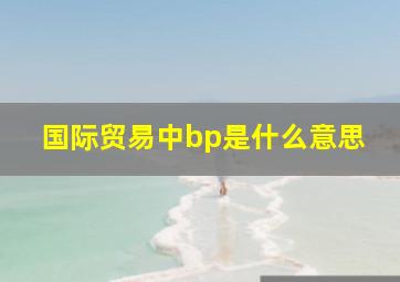 国际贸易中bp是什么意思