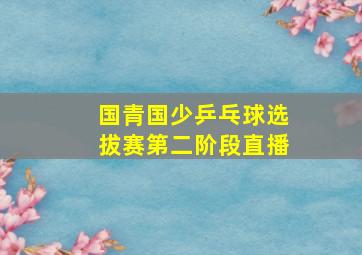 国青国少乒乓球选拔赛第二阶段直播