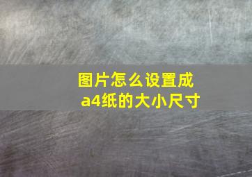 图片怎么设置成a4纸的大小尺寸