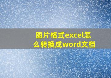 图片格式excel怎么转换成word文档