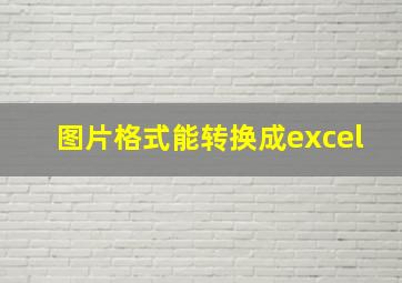 图片格式能转换成excel