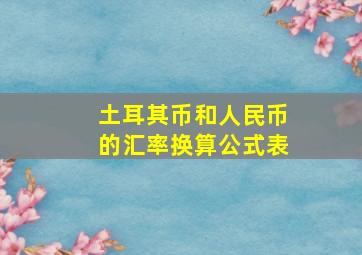 土耳其币和人民币的汇率换算公式表