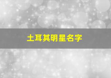 土耳其明星名字