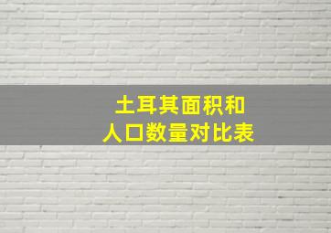 土耳其面积和人口数量对比表