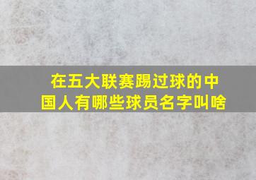 在五大联赛踢过球的中国人有哪些球员名字叫啥