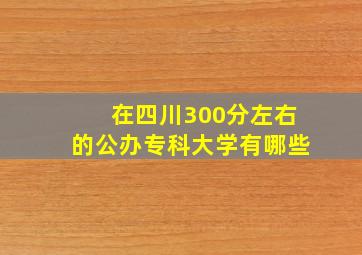 在四川300分左右的公办专科大学有哪些