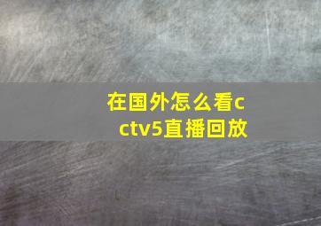 在国外怎么看cctv5直播回放