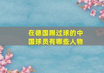 在德国踢过球的中国球员有哪些人物