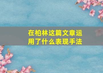 在柏林这篇文章运用了什么表现手法