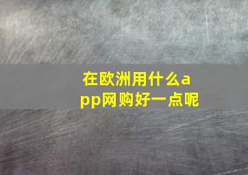 在欧洲用什么app网购好一点呢