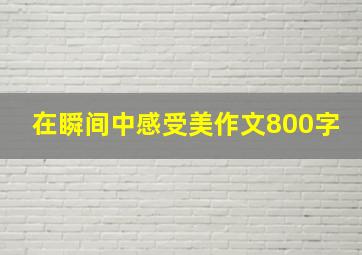 在瞬间中感受美作文800字