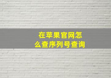 在苹果官网怎么查序列号查询