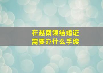 在越南领结婚证需要办什么手续