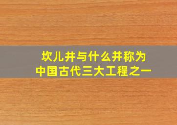 坎儿井与什么并称为中国古代三大工程之一