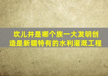 坎儿井是哪个族一大发明创造是新疆特有的水利灌溉工程