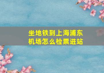 坐地铁到上海浦东机场怎么检票进站