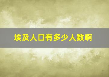 埃及人口有多少人数啊