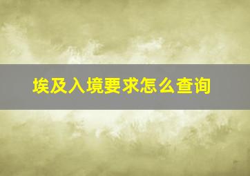 埃及入境要求怎么查询