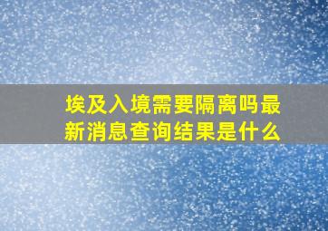 埃及入境需要隔离吗最新消息查询结果是什么