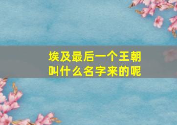 埃及最后一个王朝叫什么名字来的呢