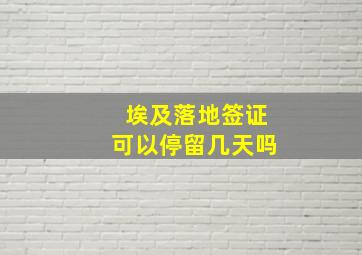 埃及落地签证可以停留几天吗