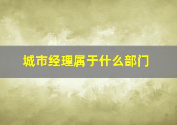 城市经理属于什么部门