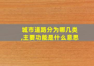 城市道路分为哪几类,主要功能是什么意思