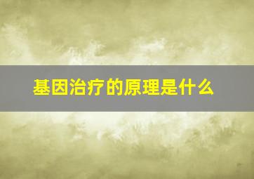 基因治疗的原理是什么