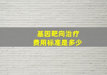 基因靶向治疗费用标准是多少