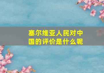 塞尔维亚人民对中国的评价是什么呢