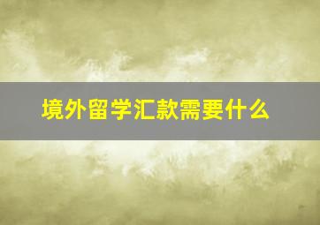 境外留学汇款需要什么