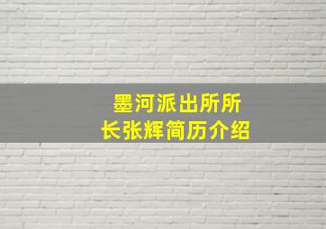 墨河派出所所长张辉简历介绍