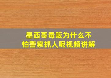 墨西哥毒贩为什么不怕警察抓人呢视频讲解