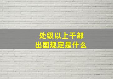 处级以上干部出国规定是什么