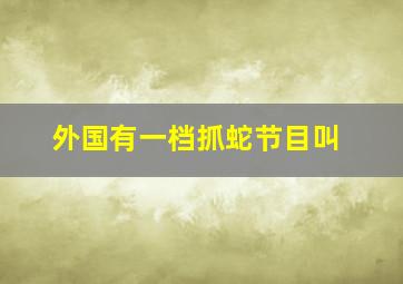 外国有一档抓蛇节目叫