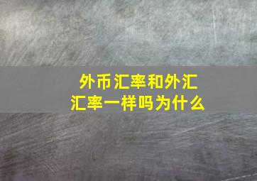 外币汇率和外汇汇率一样吗为什么