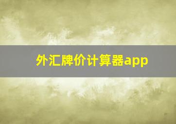 外汇牌价计算器app