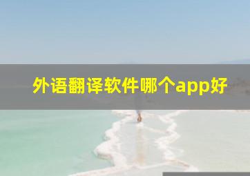 外语翻译软件哪个app好