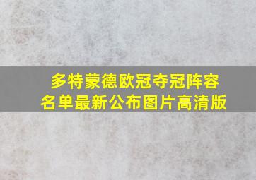 多特蒙德欧冠夺冠阵容名单最新公布图片高清版