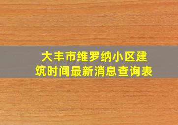 大丰市维罗纳小区建筑时间最新消息查询表