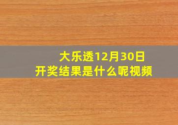 大乐透12月30日开奖结果是什么呢视频