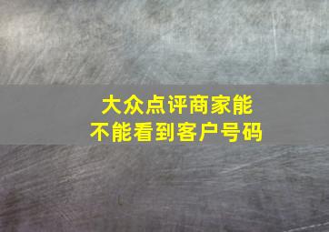 大众点评商家能不能看到客户号码